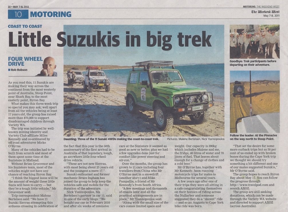 AXOZ in Classic Sierras: A Journey for Variety WA 15 article from west australian